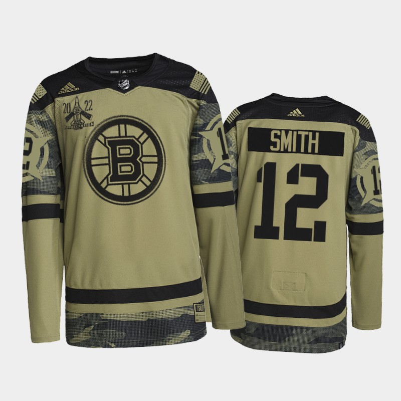 Craig Smith Boston Bruins 2022 Military Appreciation Night Jersey Camo #12 Primegreen