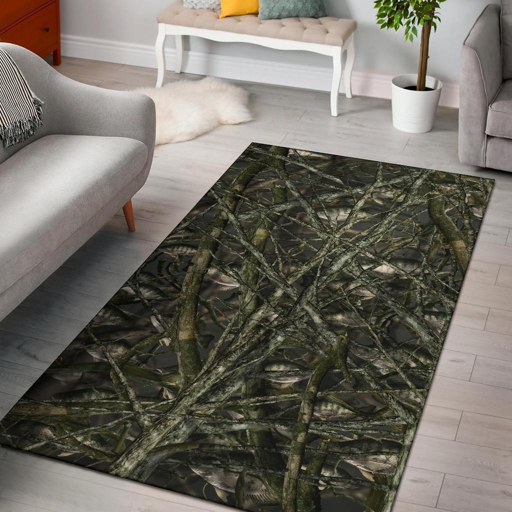 Crappie Fish Camo Bush Area Rectangle Rug