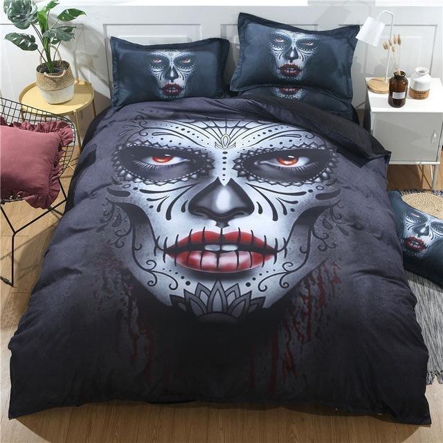 Creative Sugar Skull Make Up 3D Duvet Cover Bedding Set