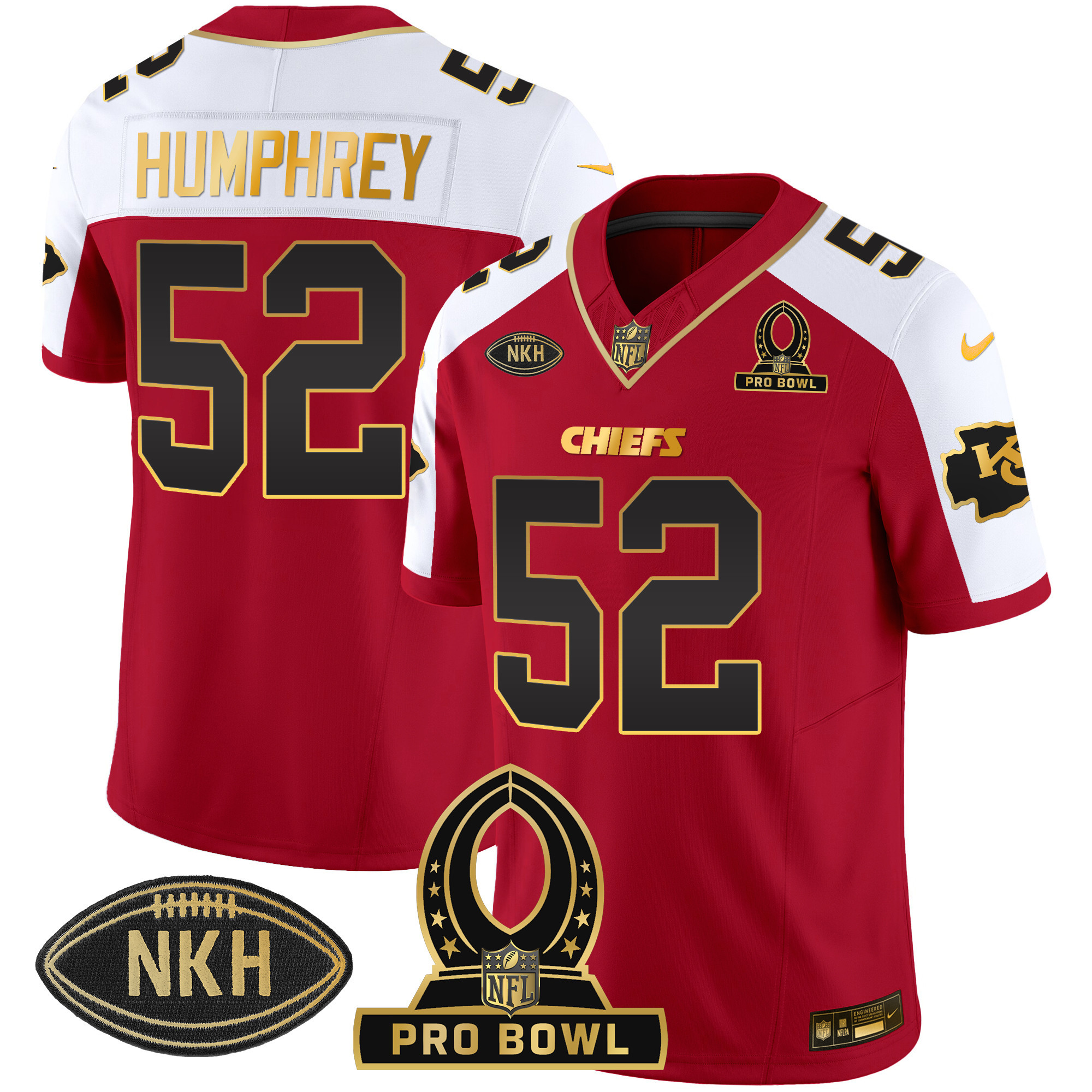 Creed Humphrey Men's Kansas City Chiefs 2024 Pro Bowl Patch Vapor Red Alternate Jersey - All Stitched 