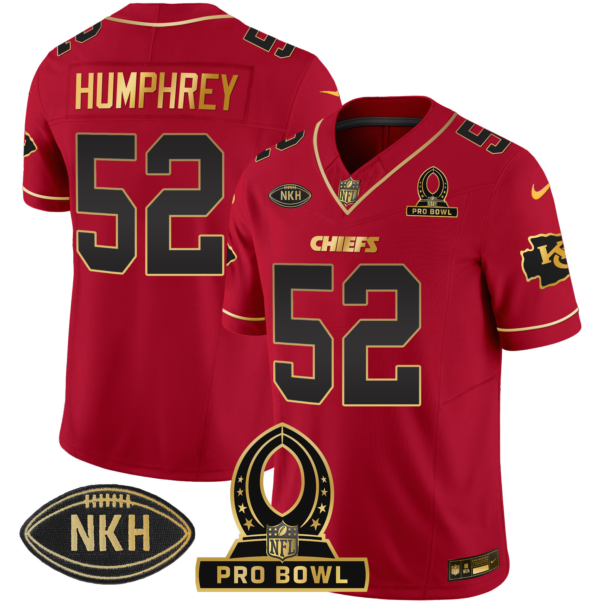 Creed Humphrey Men's Kansas City Chiefs 2024 Pro Bowl Patch Vapor Red Special Jersey - All Stitched 