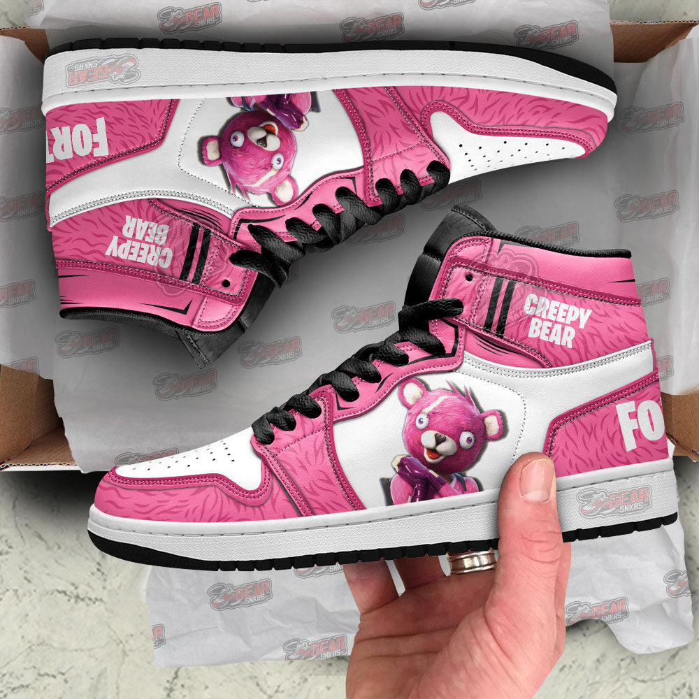 Creepy Bear Skin Fortnite JD Sneakers Shoes For Fans, Air Jordan Hightop
