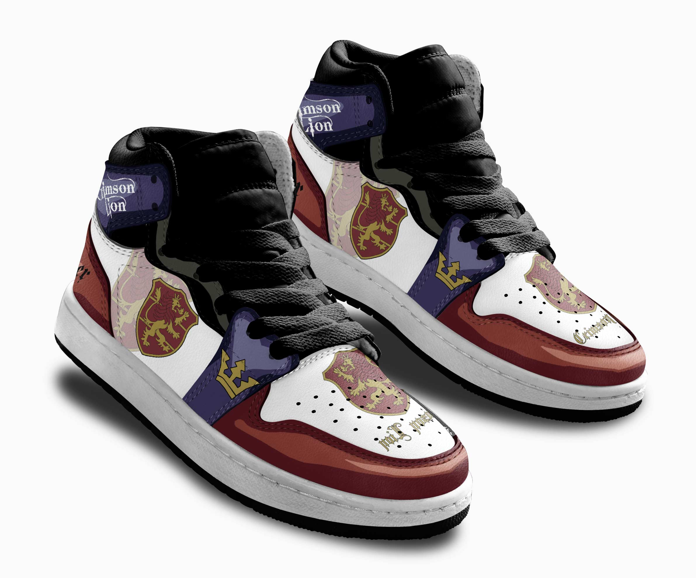 Crimson Lion Kids Sneakers Custom Black Clover Anime Shoes For Kids
