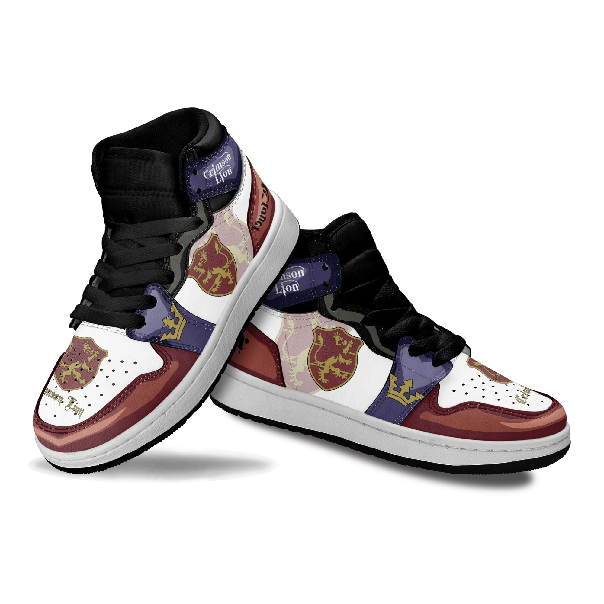 Crimson Lion Kids Sneakers Custom Black Clover Anime Shoes For Kids