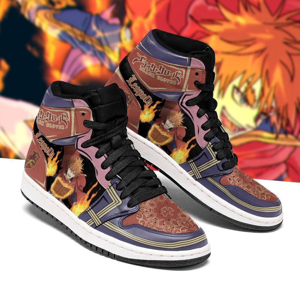 Crimson Lion Leopold Vermillion JD1s Sneakers Black Clover Anime Shoes, Air Jordan Hightop