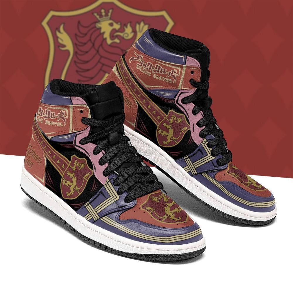 Crimson Lion Magic Knight JD1s Sneakers Black Clover JD1s Sneakers Anime, Air Jordan Hightop