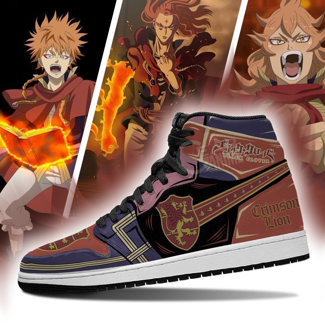 Crimson Lion Magic Knight JD1s Sneakers Black Clover JD1s Sneakers Anime, Air Jordan Hightop