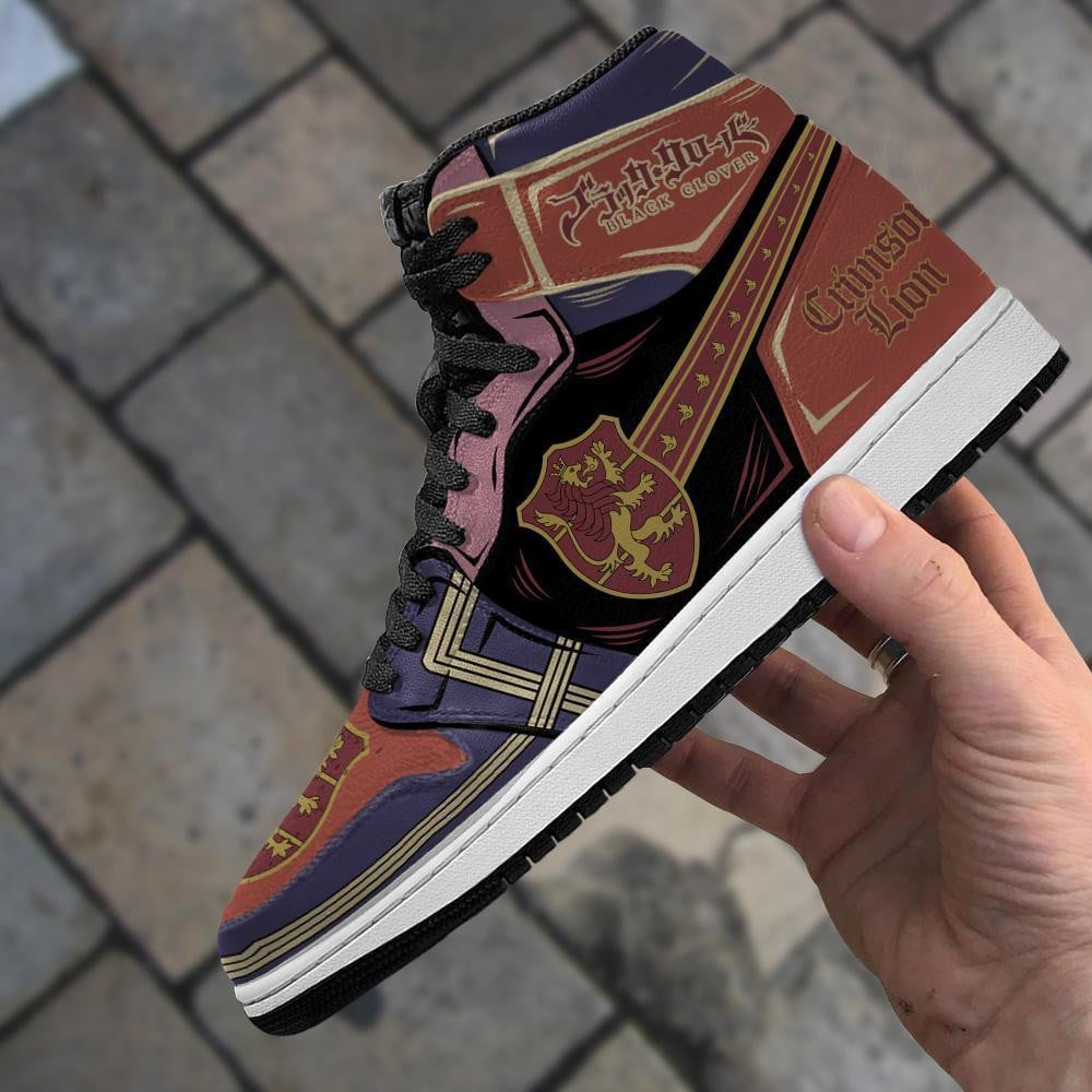 Crimson Lion Magic Knight JD1s Sneakers Black Clover JD1s Sneakers Anime, Air Jordan Hightop