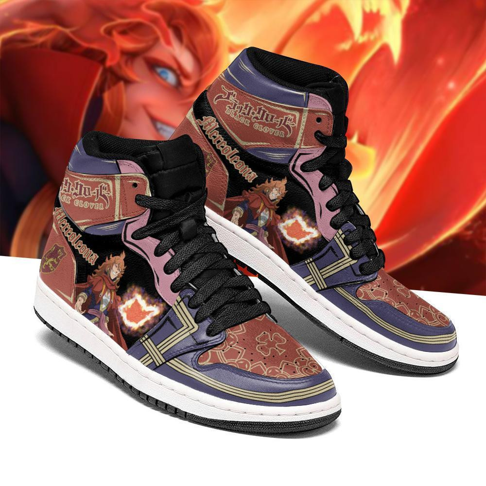 Crimson Lion Mereoleona JD1s Sneakers Black Clover Anime Shoes, Air Jordan Hightop