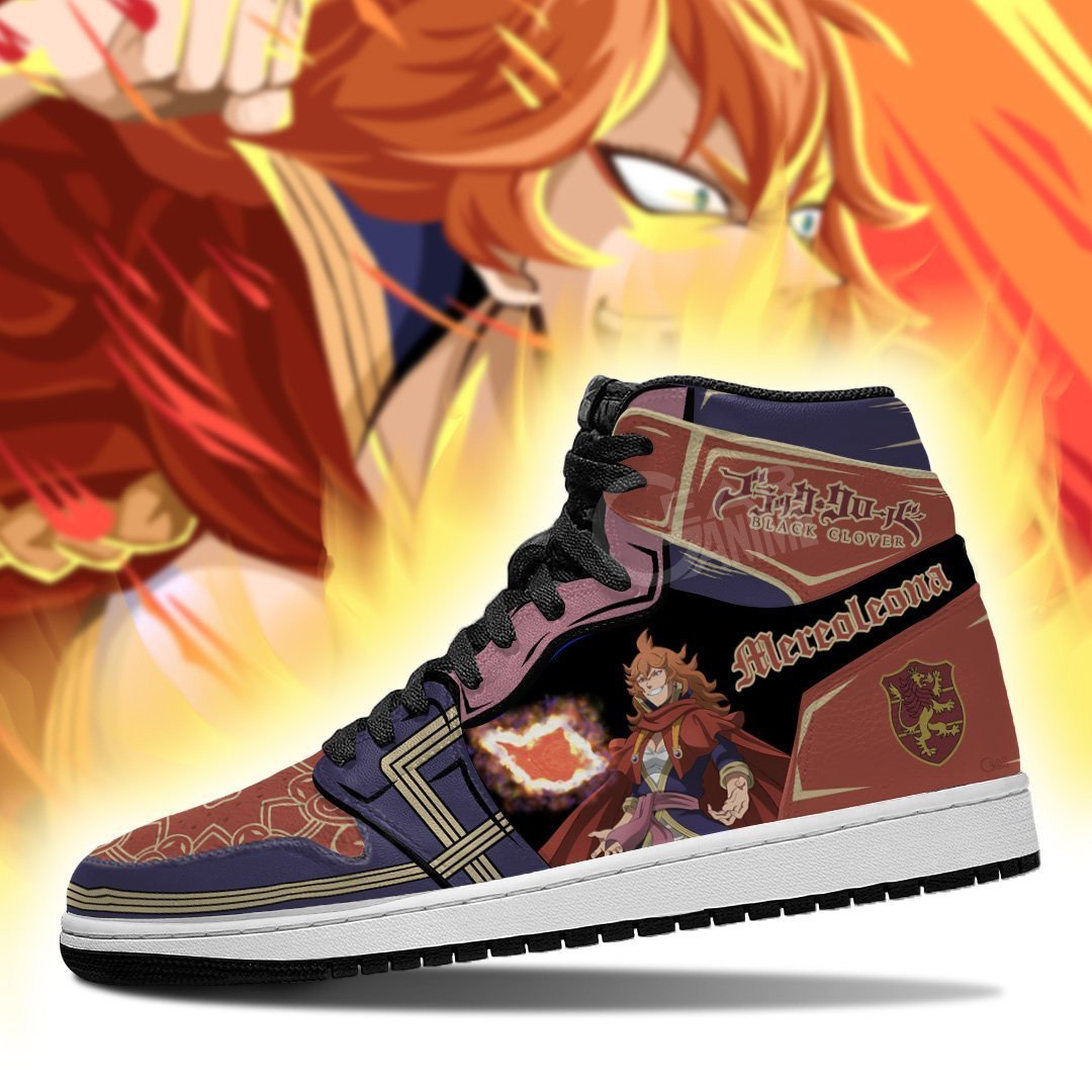 Crimson Lion Mereoleona JD1s Sneakers Black Clover Anime Shoes, Air Jordan Hightop