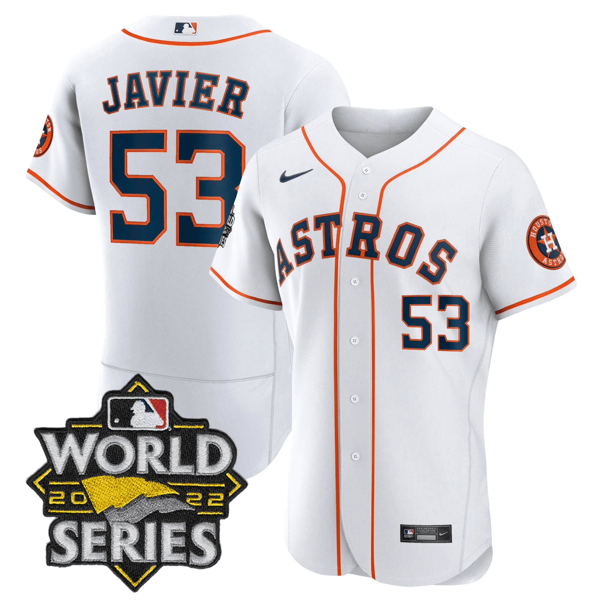 Cristian Javier Men's Houston Astros 2022 World Series Player Flex Home Jersey - All Stitched