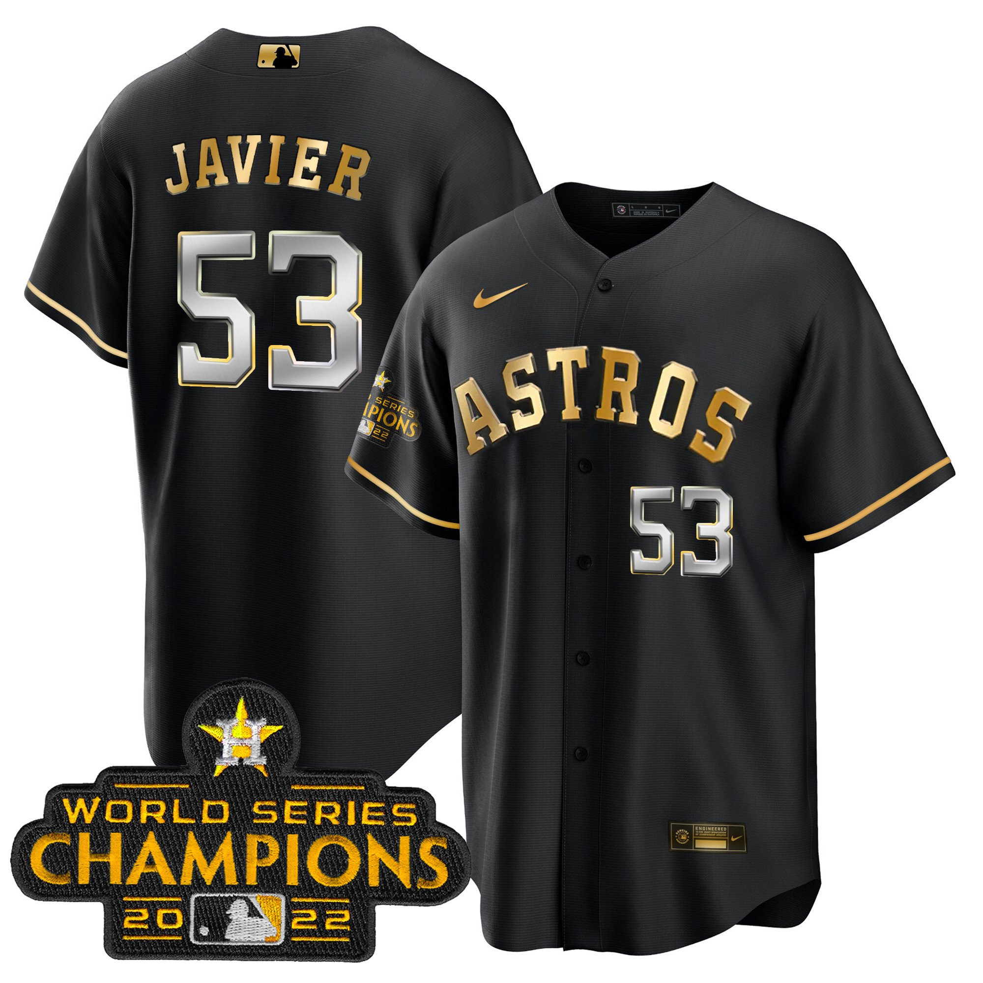 Cristian Javier Men's Houston Astros 2023 Gold Cool Base Collection Black Gold Jersey - All Stitched