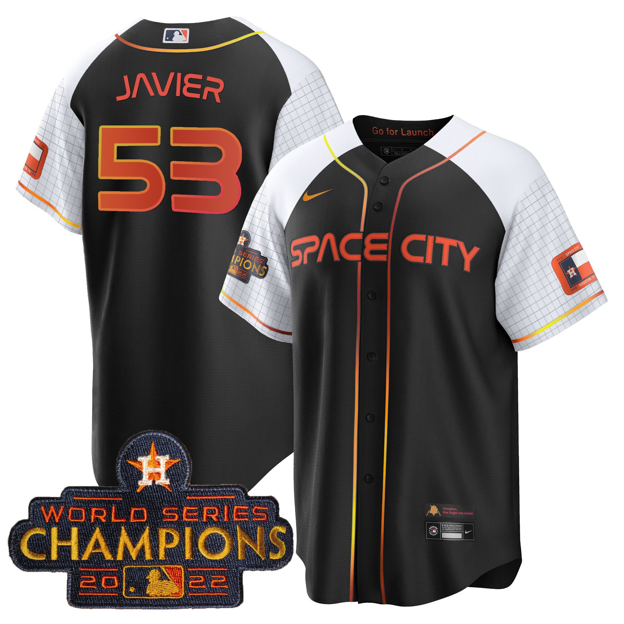Cristian Javier Men's Houston Astros 2023 Space City Champions Alternate Cool Black Jersey - All Stitched