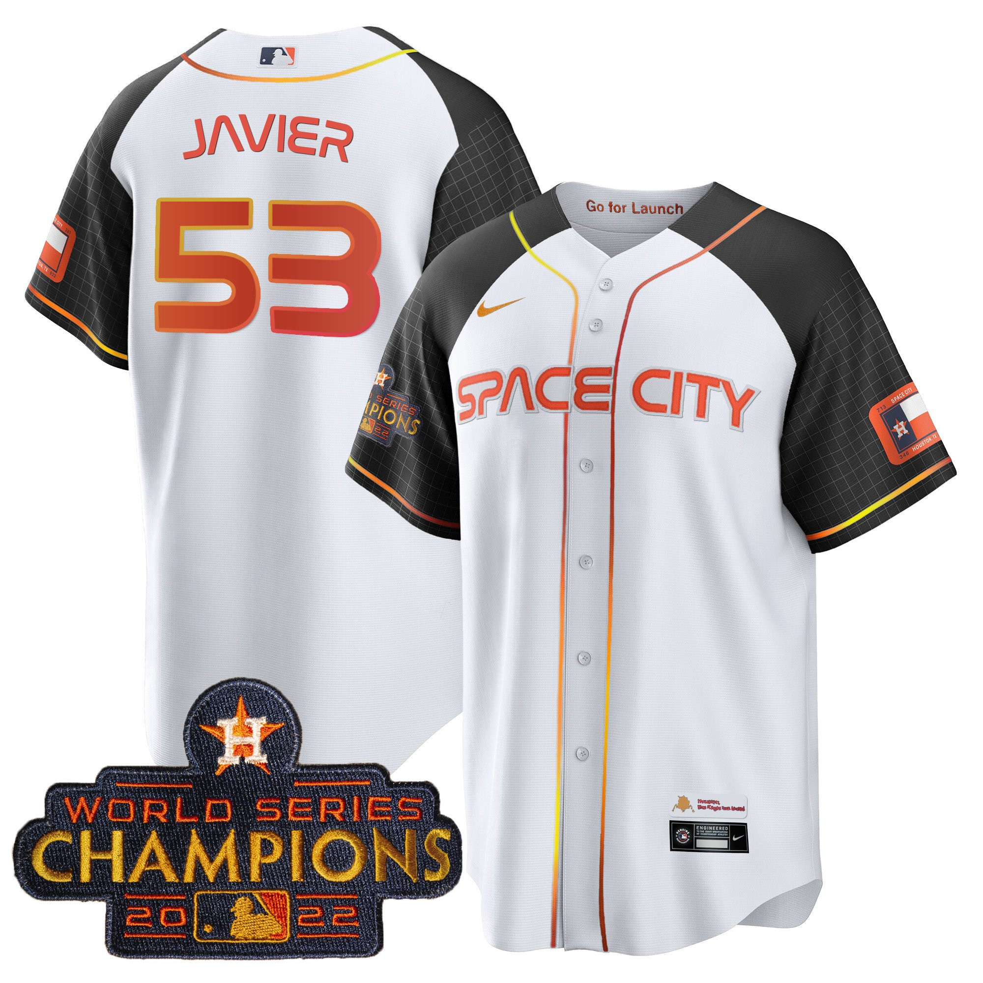 Cristian Javier Men's Houston Astros 2023 Space City Champions Alternate Cool White Jersey - All Stitched