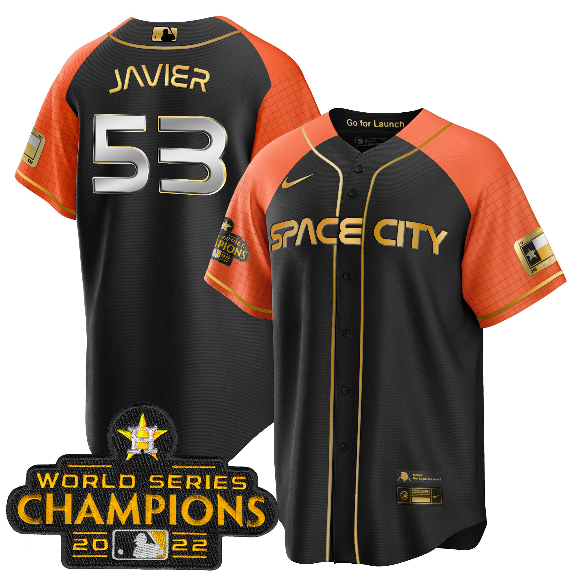 Cristian Javier Men's Houston Astros 2023 Space City Champions Cool Alternate Jersey - All Stitched
