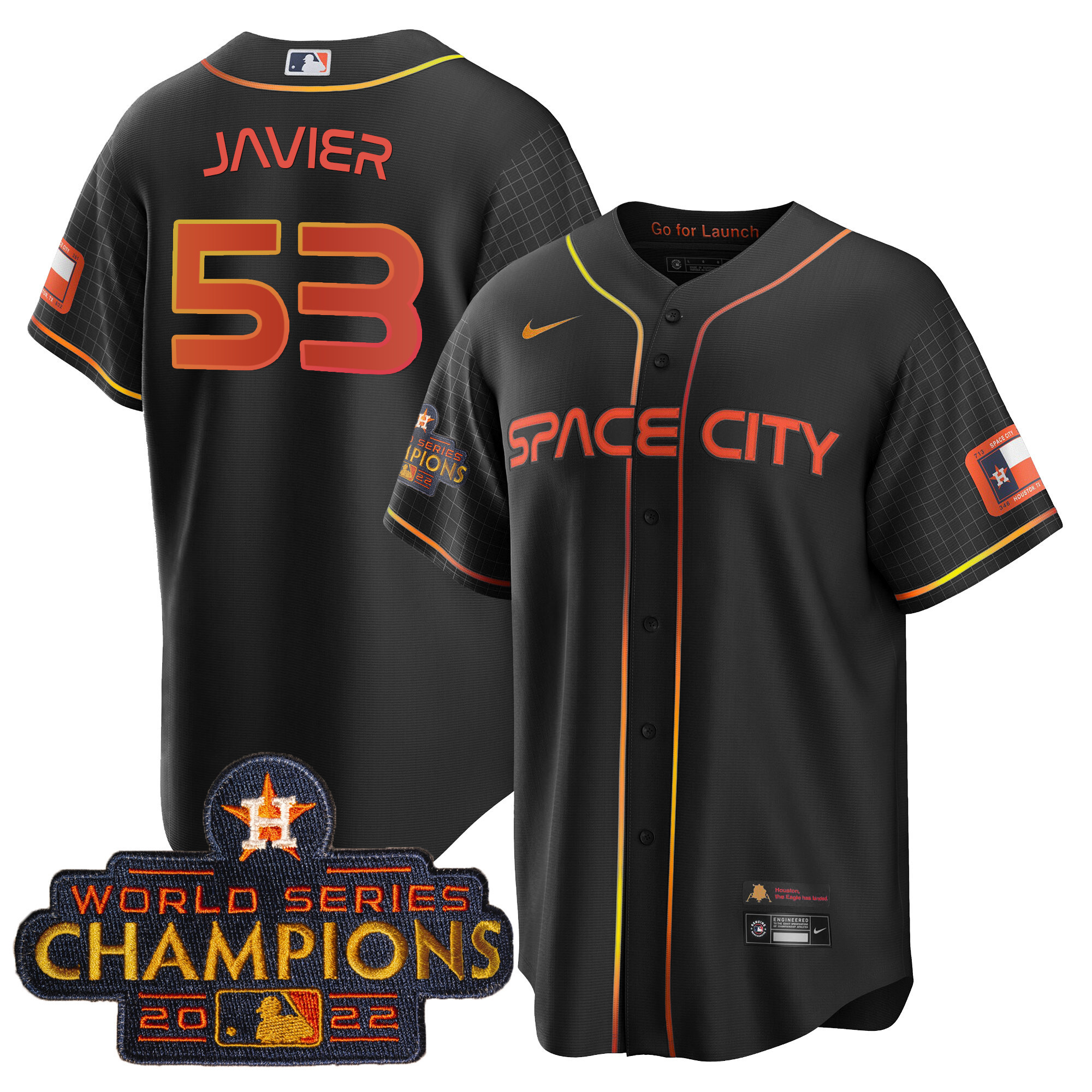 Cristian Javier Men's Houston Astros 2023 Space City Champions Cool Black Jersey - All Stitched