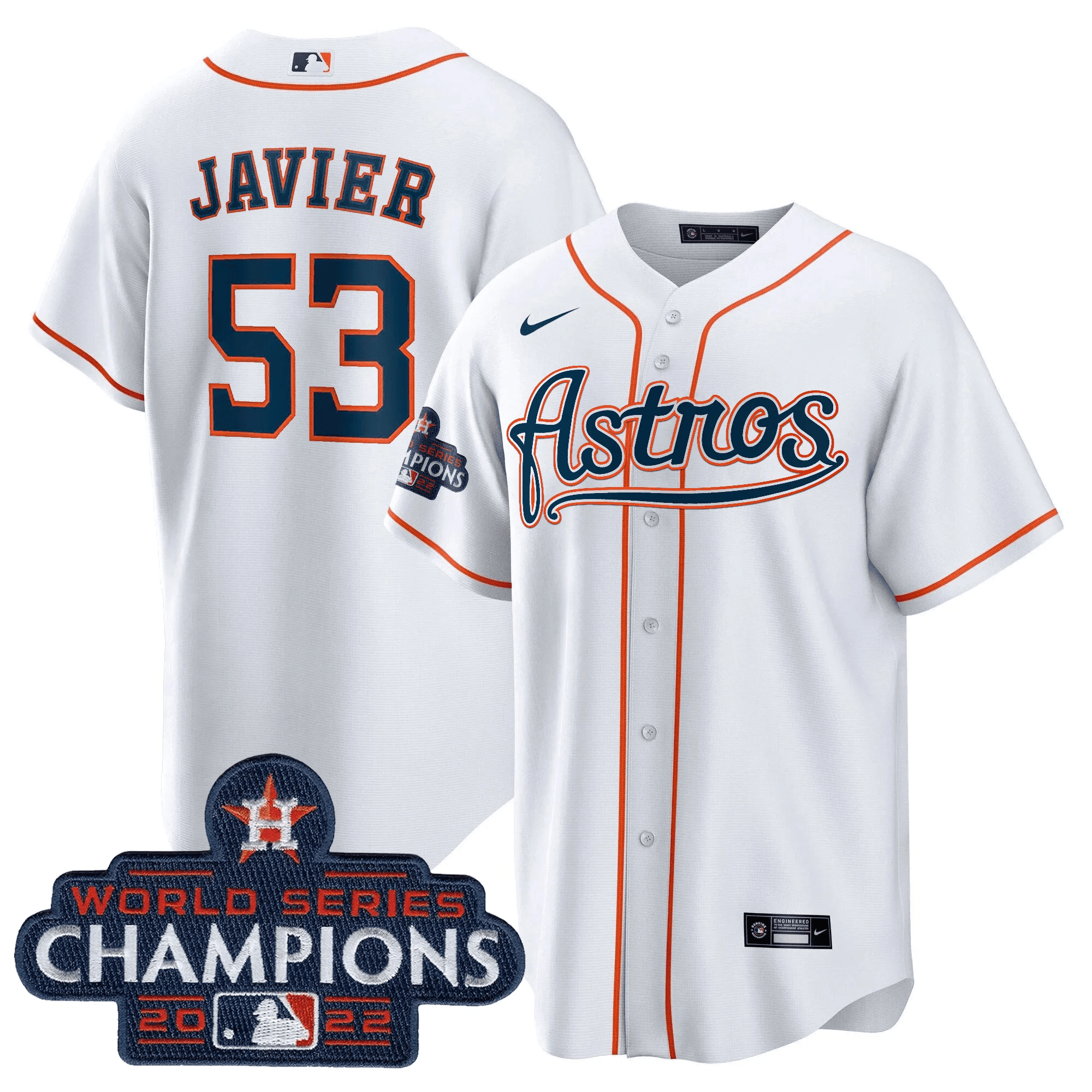 Cristian Javier Men's Houston Astros Champions & Throwback Patch Gold V2 Cool Home Jersey - All Stitched