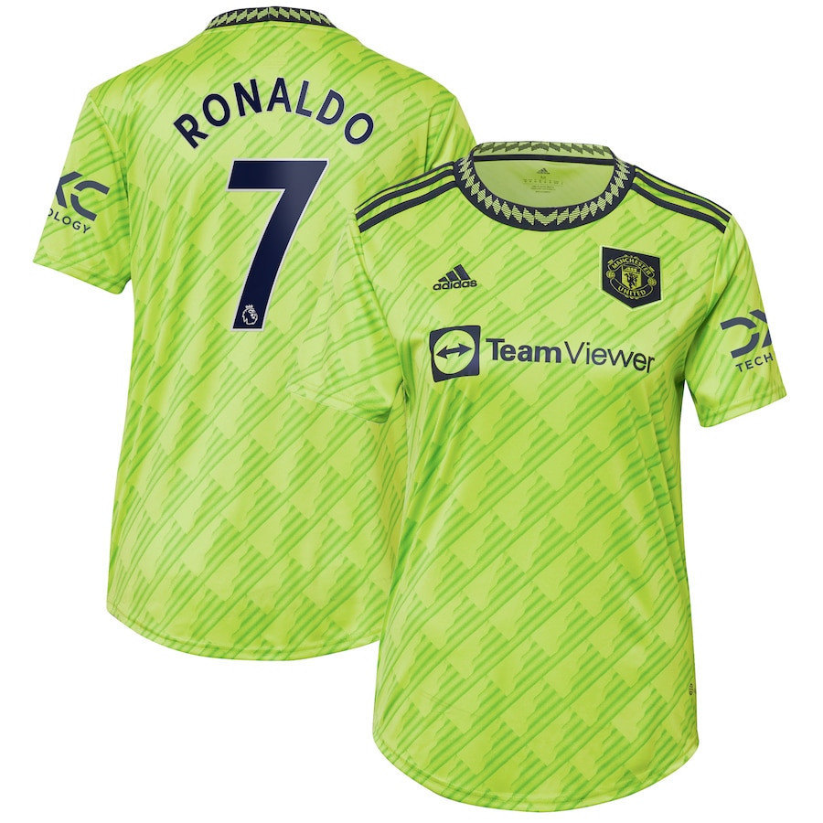 Cristiano Ronaldo 7 Manchester United Women’s 2022/23 Third Player Soccer Jersey – Neon Green