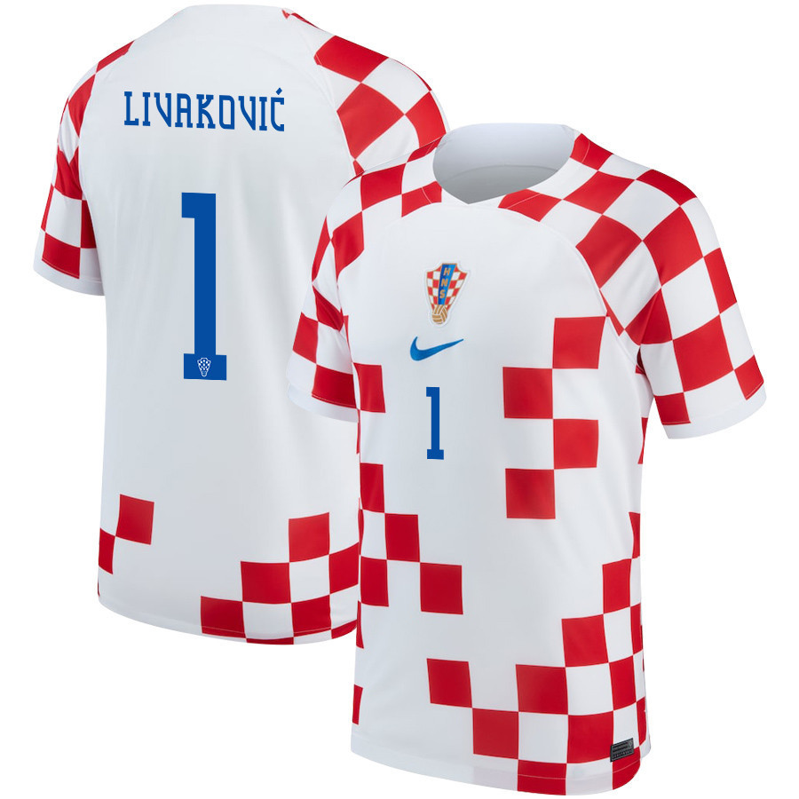 Croatia National Team 2022-23 Dominik Livakovic 1 Home Men Soccer Jersey – White