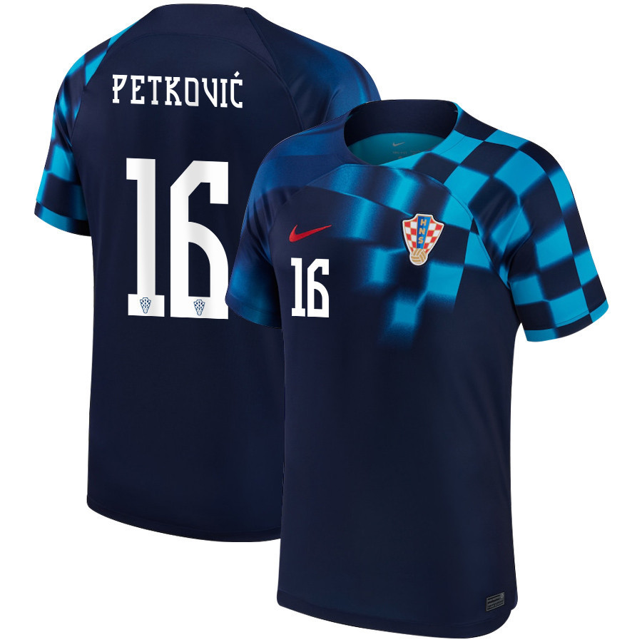 Croatia National Team 2022-23 Qatar World Cup Bruno Petkovic 16 – Away Men Soccer Jersey