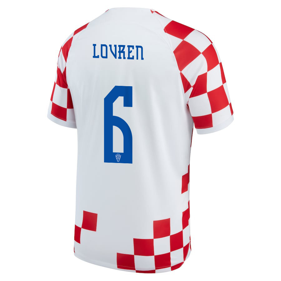 Croatia National Team 2022-23 Qatar World Cup Dejan Lovren 6 Home Soccer Jersey –