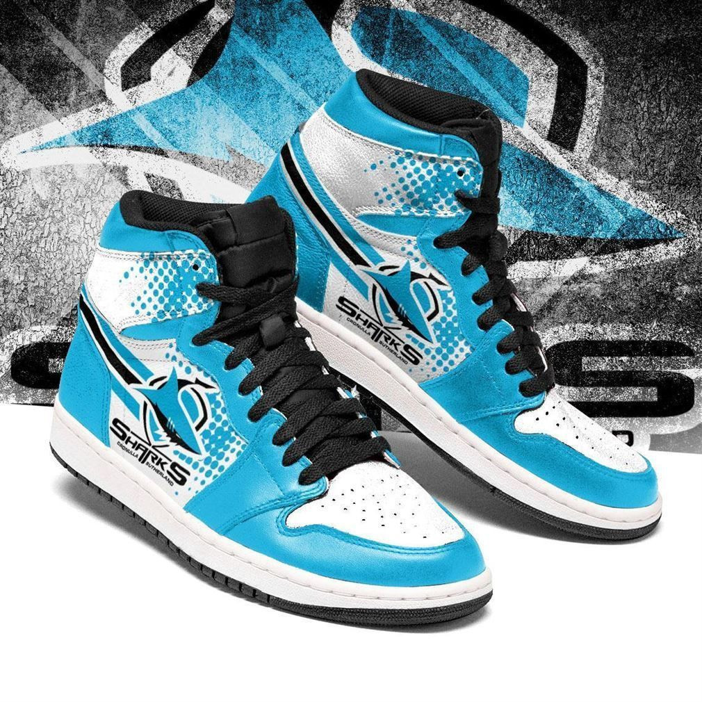 Cronulla sutherland Sharks NRL Fashion Sneakers Basketball Shoes Leather High Top Air Jordan Sneaker, Air Jordan Hightop