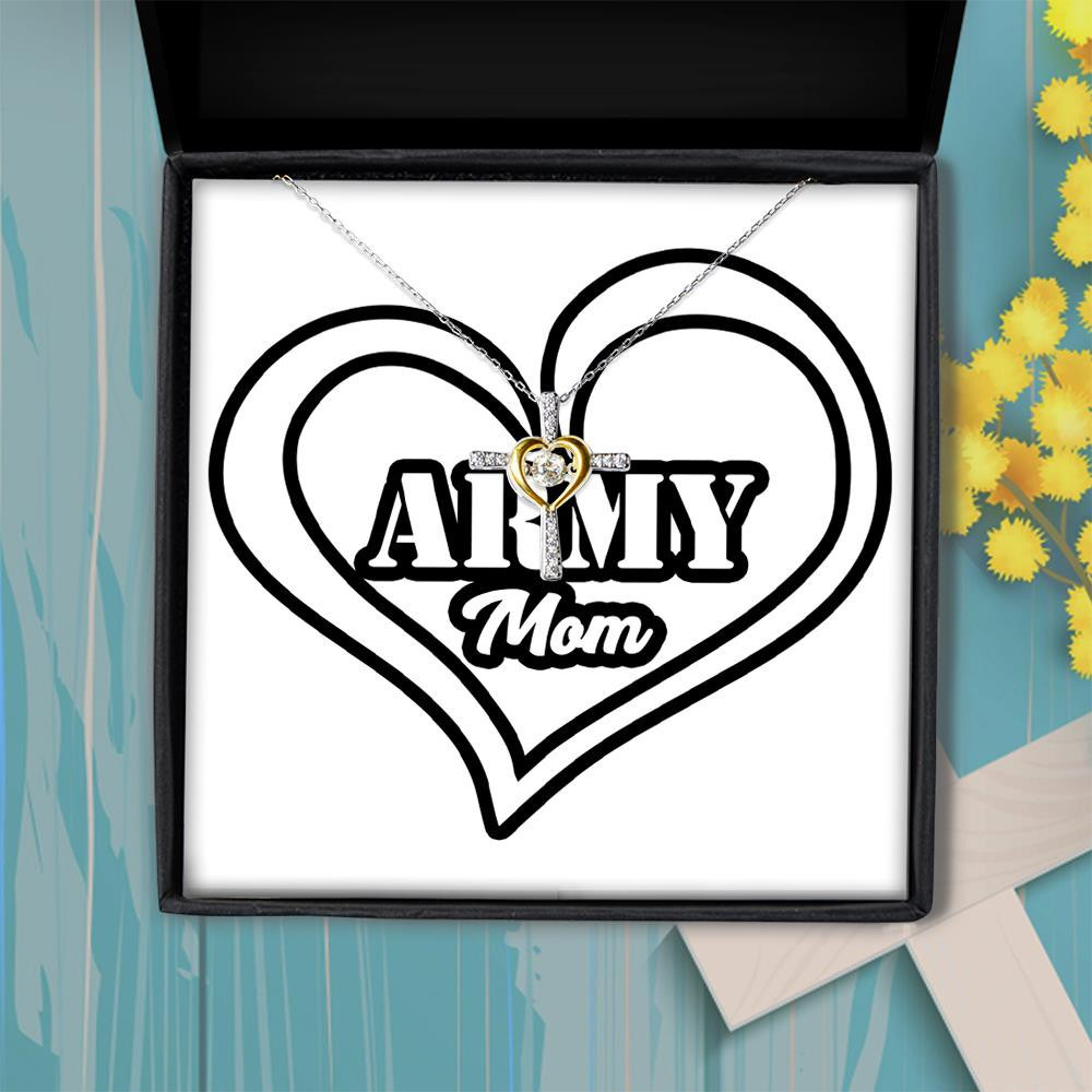 Cross Dancing Necklace Army Mom Heart Symbol Text Gift For Mom