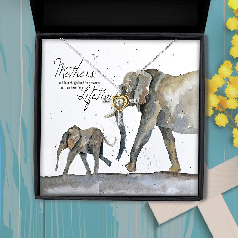 Cross Dancing Necklace Elephant Mother And Baby Their Heart For A Lifetime Gift For Mom