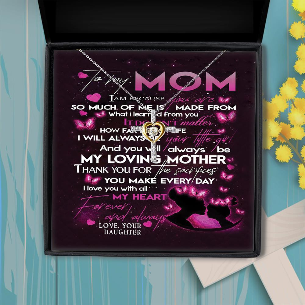 Cross Dancing Necklace I Love You With All My Heart Pink Love Daughter Gift For Mom