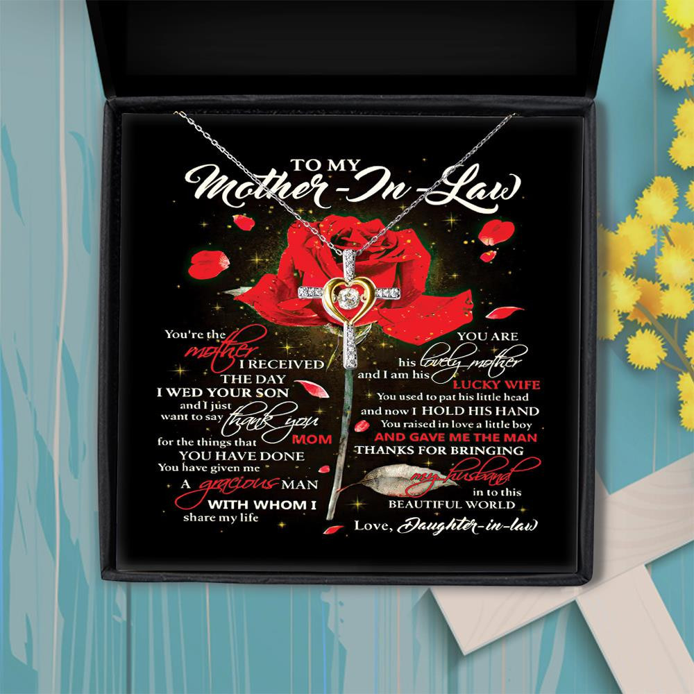 Cross Dancing Necklace Mother-in-law Thanks For Bringing My Husband In To This World Gift For Mom
