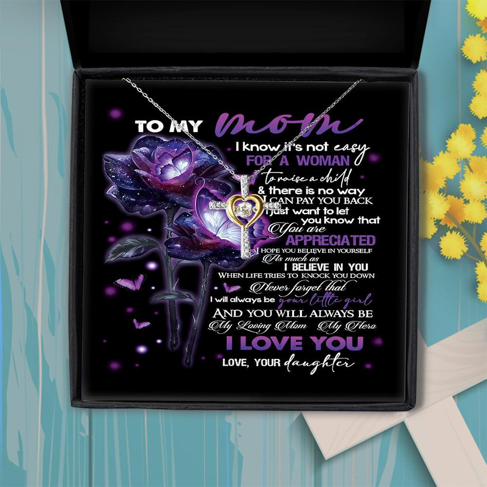 Cross Dancing Necklace My Loving Mom My Hero Daughter Gift For Mom