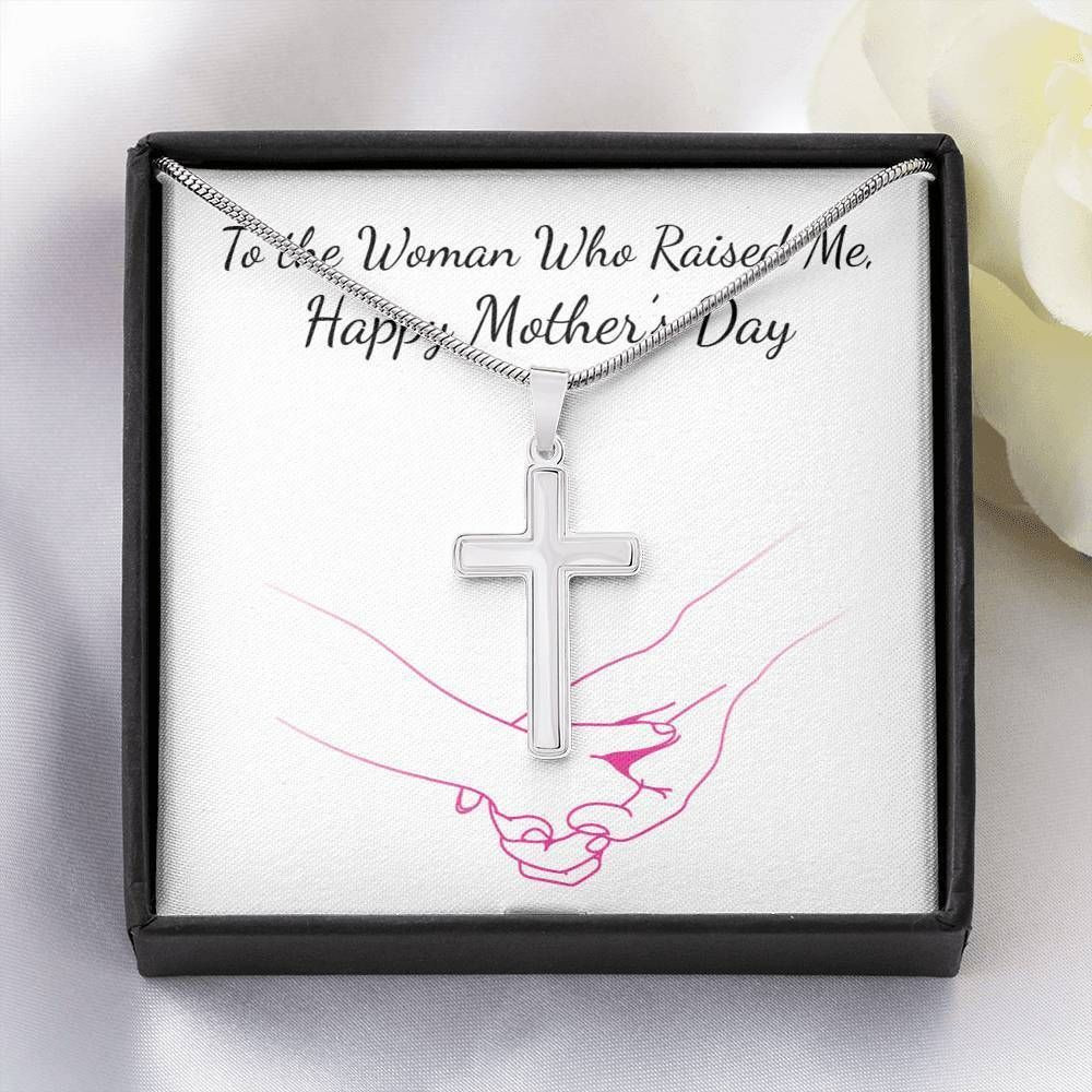 Cross Necklace Gift For Mom The Woman Who Raised Me Happy Mother’s Day