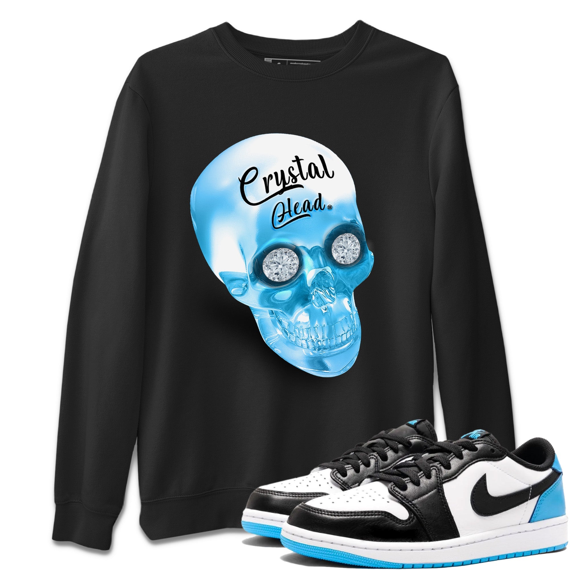 Crystal Head Unisex Sweater – Air Jordan 1 Powder Blue, Sneakers Matching Sweater