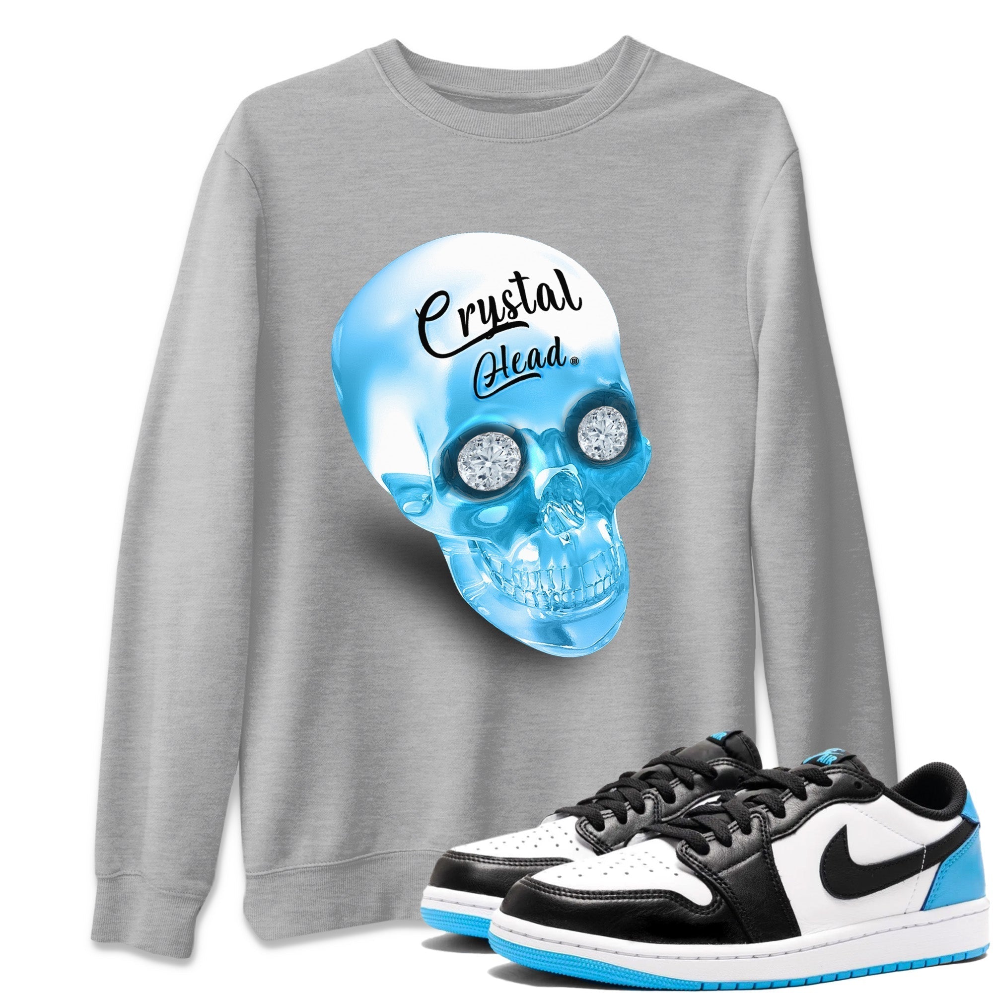 Crystal Head Unisex Sweater – Air Jordan 1 Powder Blue, Sneakers Matching Sweater