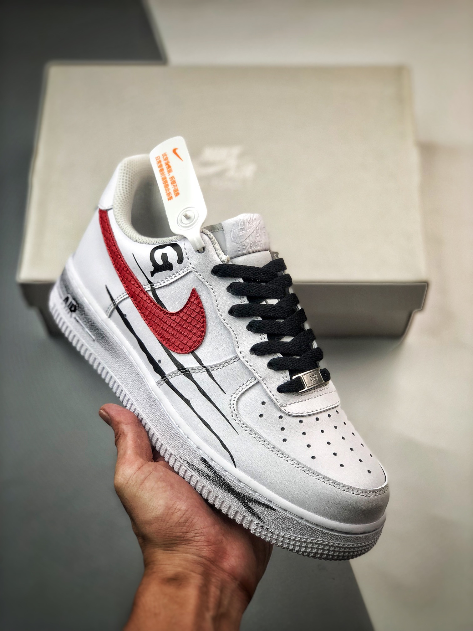 Csutom Nike Air Force 1 Low White Red Black For Sale
