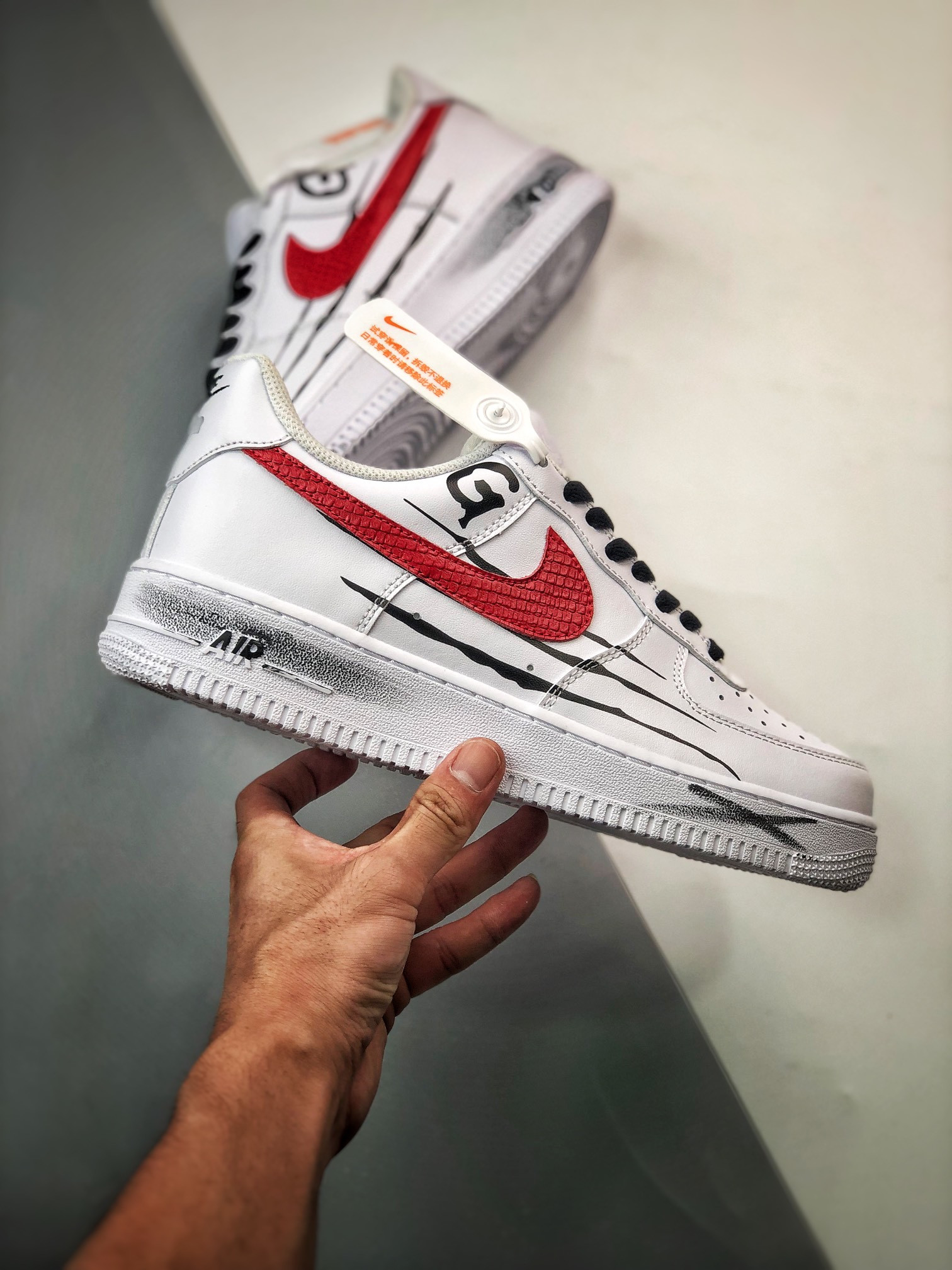 Csutom Nike Air Force 1 Low White Red Black For Sale