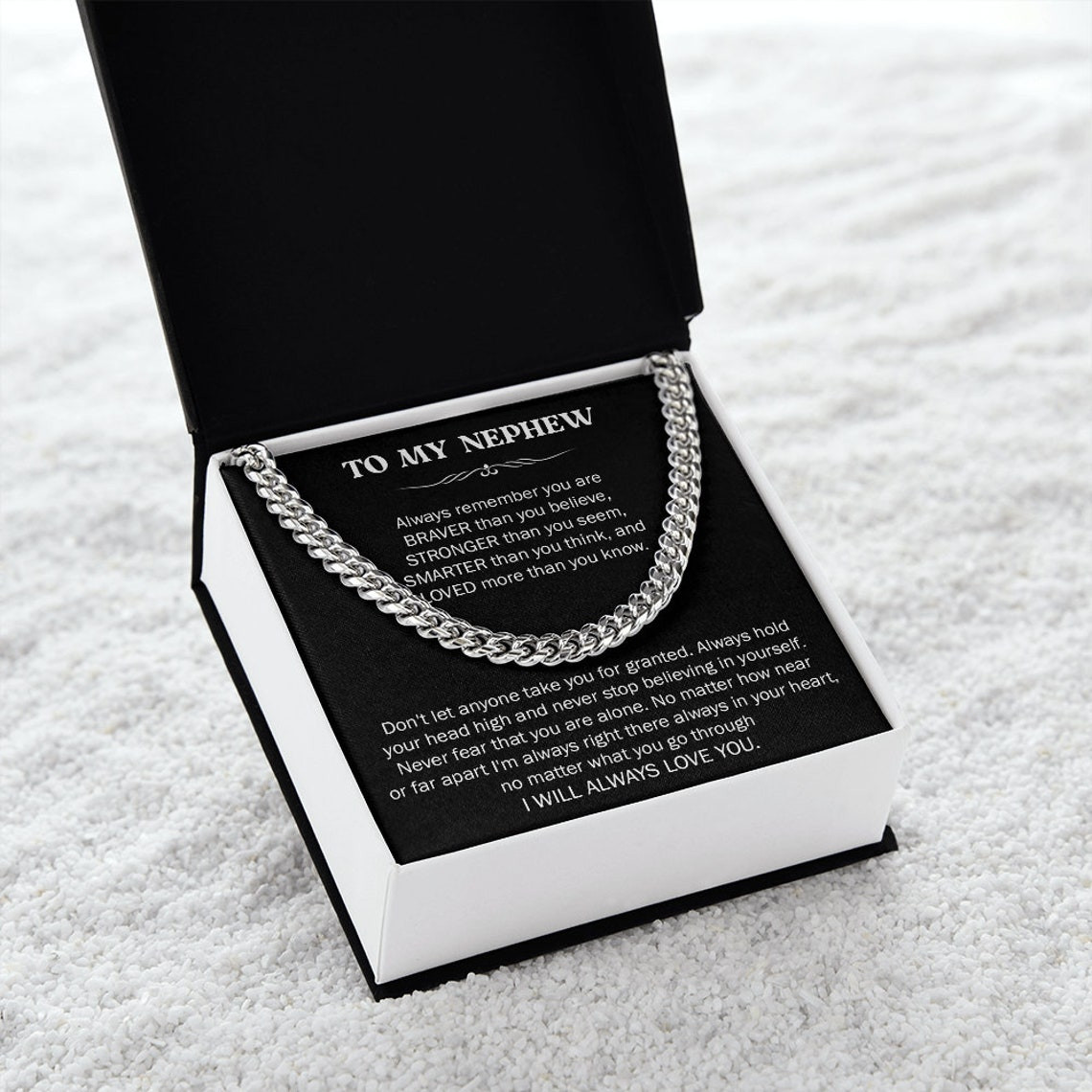 Cuban Chain Necklace for Nephew from Aunt, To My Nephew Gifts, Birth day Gift for Nephew, Sentimental Christmas Gift for Nephew