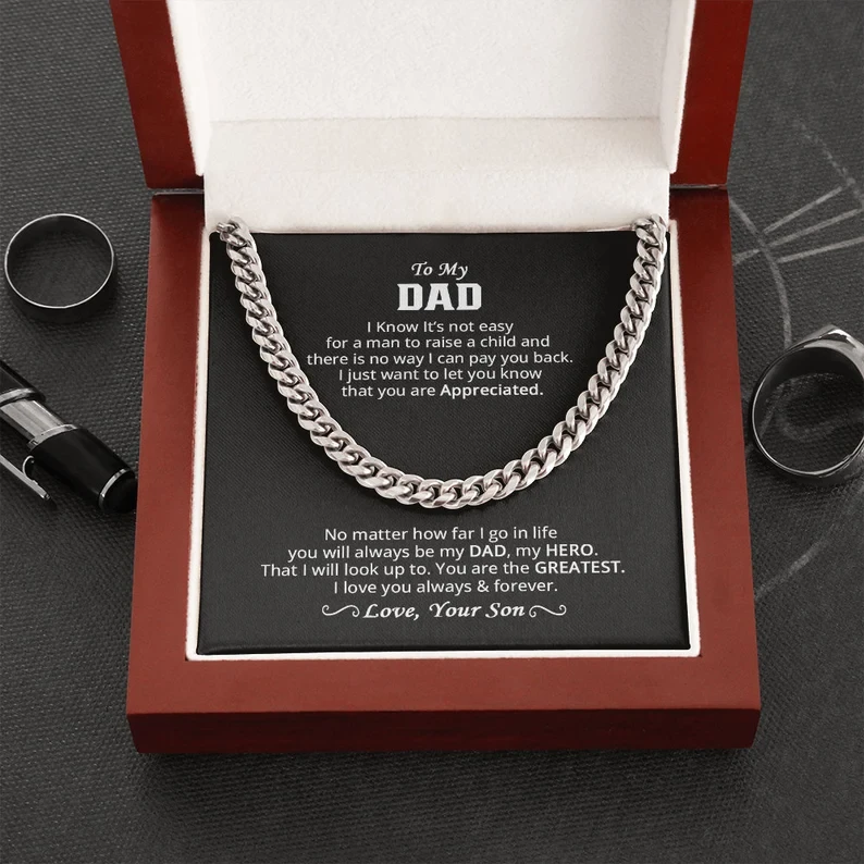 Cuban Link Chain Necklace, Father’s Day Necklace, To My Dad Gift, Gift From Son, Papa Gift