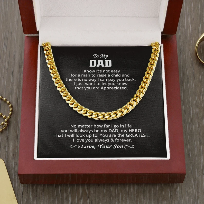 Cuban Link Chain Necklace, Father’s Day Necklace, To My Dad Gift, Gift From Son, Papa Gift
