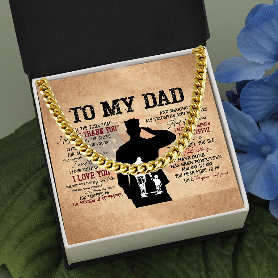 Cuban Link Chain Necklace Soldier, My Army Father’s Necklace, To My Dad Gift, Gift From My Son, Papa Gift, American Father’s Jewelry, Necklace For Dad, Dear My Father