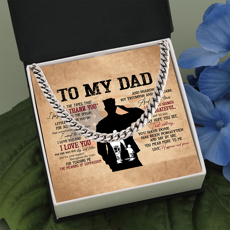 Cuban Link Chain Necklace Soldier, My Army Father’s Necklace, To My Dad Gift, Gift From My Son, Papa Gift, American Father’s Jewelry, Necklace For Dad, Dear My Father