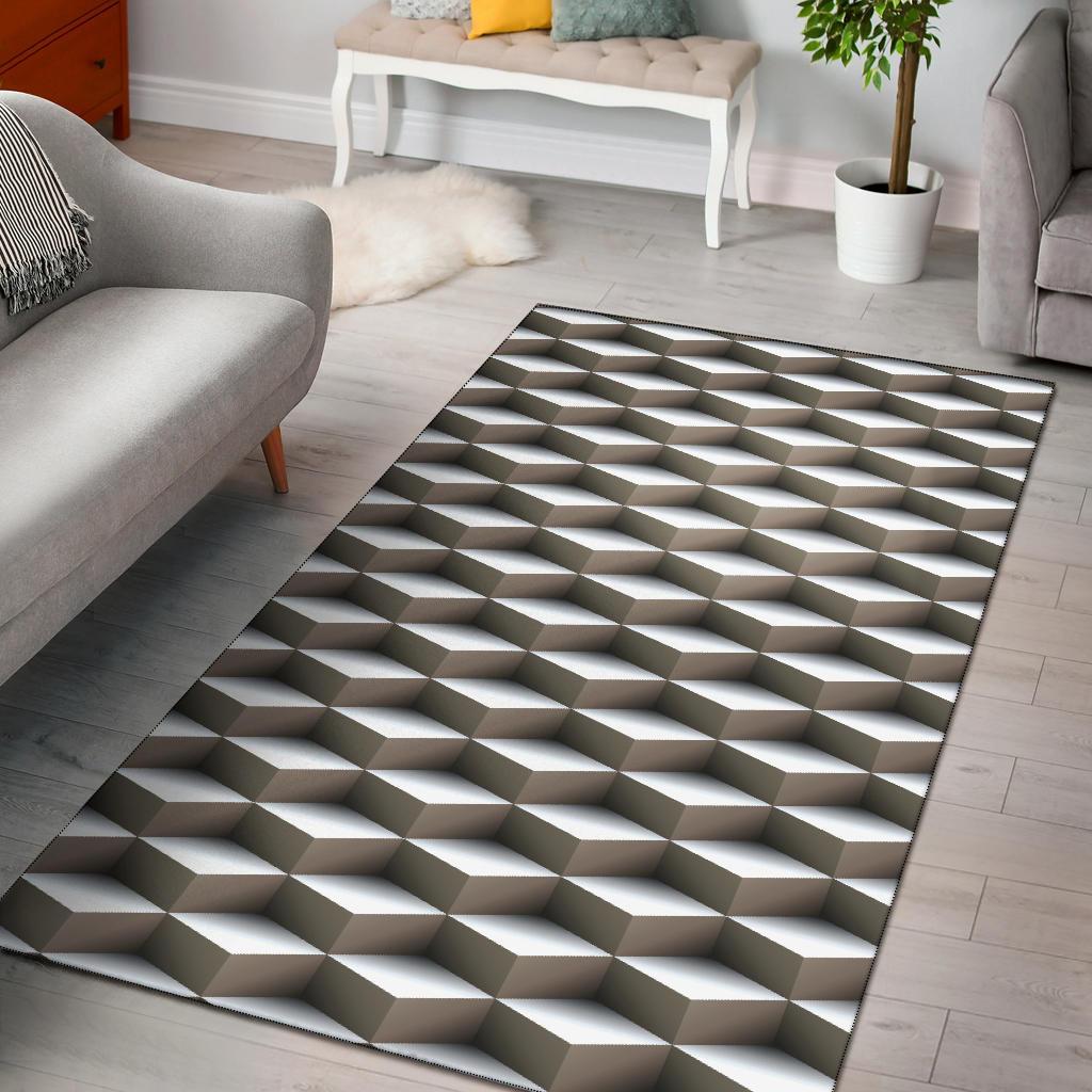 Cube Optical Illusion Area Rectangle Rug