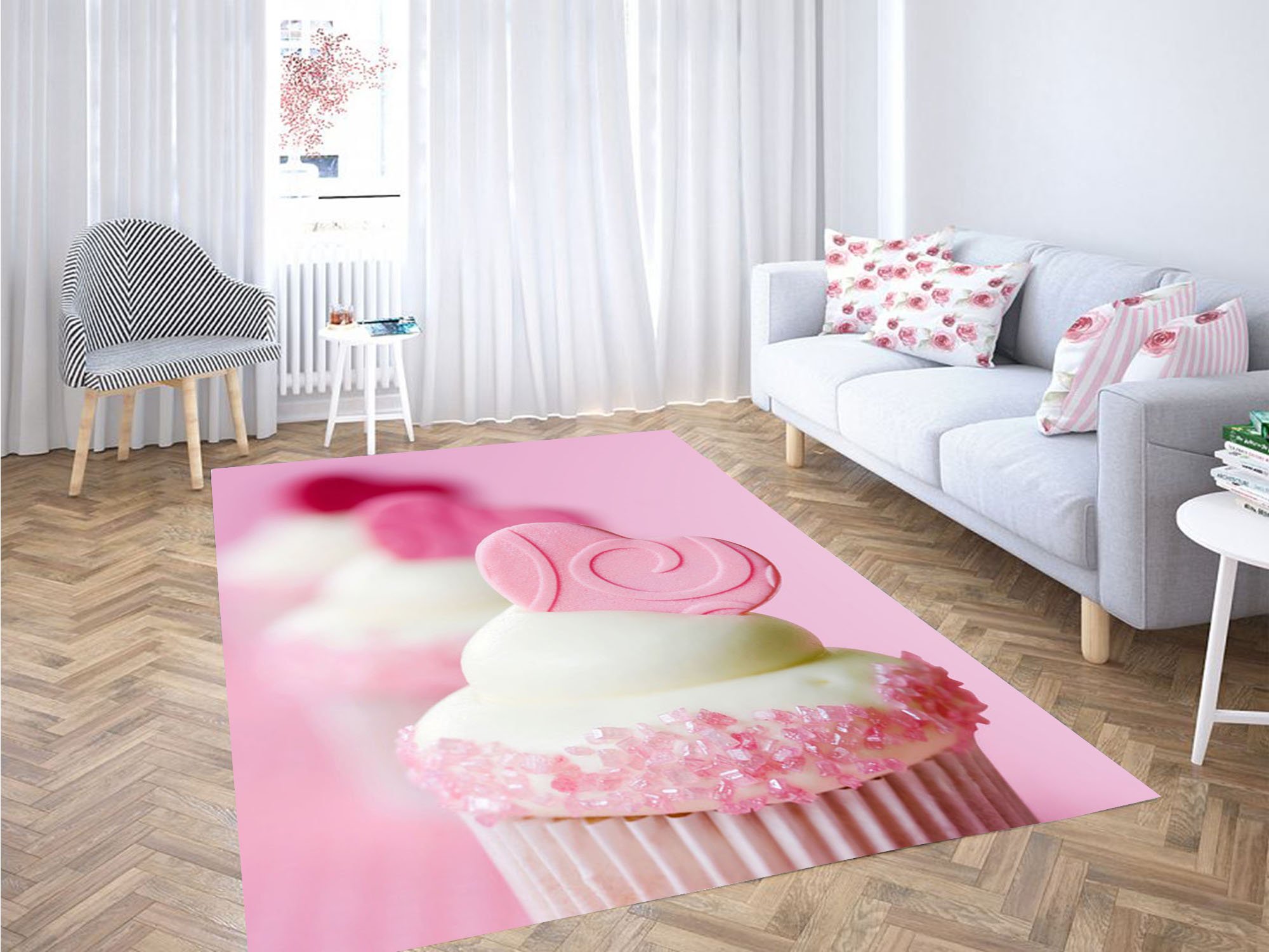 Cup Cake Pink Sweet Carpet Rectangle Rug