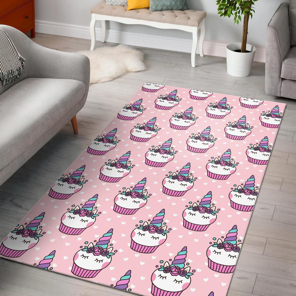 Cupcake Unicorn Pattern Print Area Limited Edition Rectangle Rug