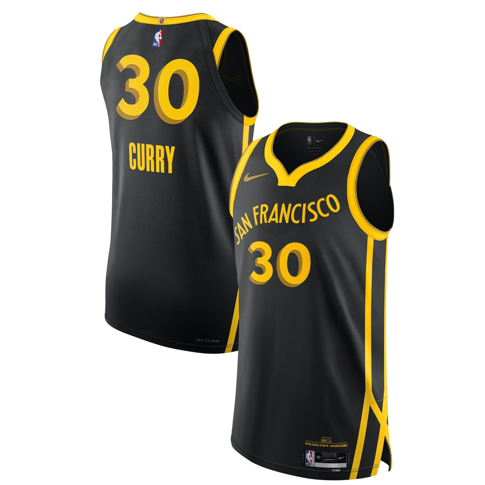 Curry Golden State Warriors 2023/24 City Edition Black Jersey - All Stitched