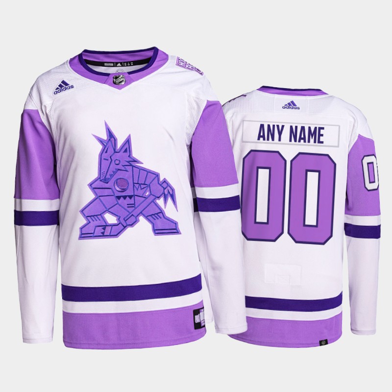 Custom #00 Arizona Coyotes FightsCancer White Purple Primegreen Jersey