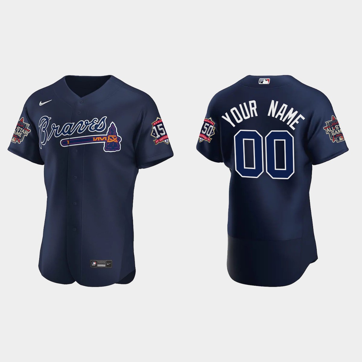 Custom #00 Atlanta Braves Alternate 2021 MLB All-Star Jersey - Navy