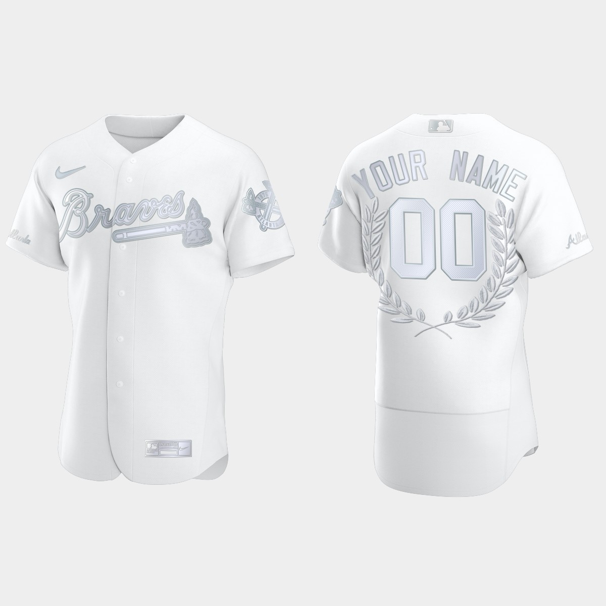 Custom #00 Atlanta Braves Awards Collection Jersey - White