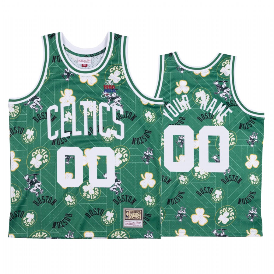 Custom #00 Boston Celtics Green Tear Up Pack Jersey