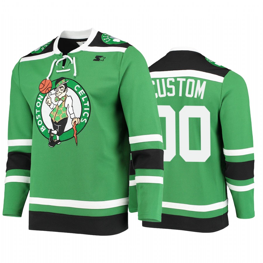 Custom #00 Boston Celtics Hockey Fashion Jersey Pointman Green